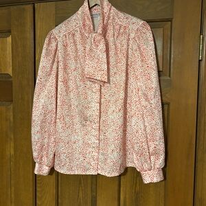VTG VINTAGE Coquette puffy bow neck 𝅺70’s Secretary Blouse Sz 14 *2 for 20*